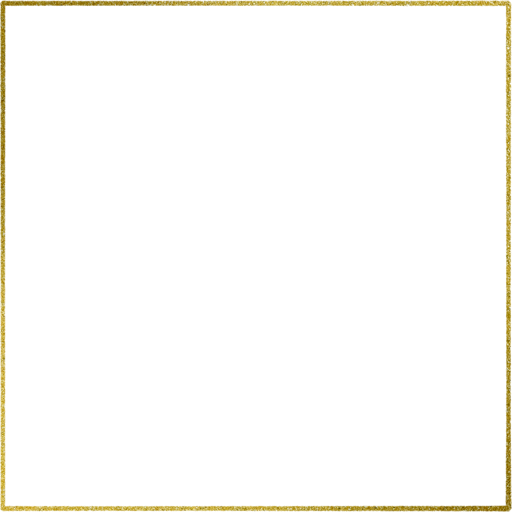 Gold square frame element with line border png.